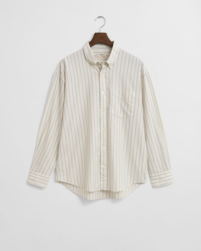 Chemise coupe décontractée en coton Oxford Luxury à rayures