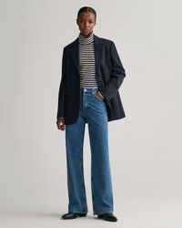 Haut col roulé côtelé à rayures et manches longues