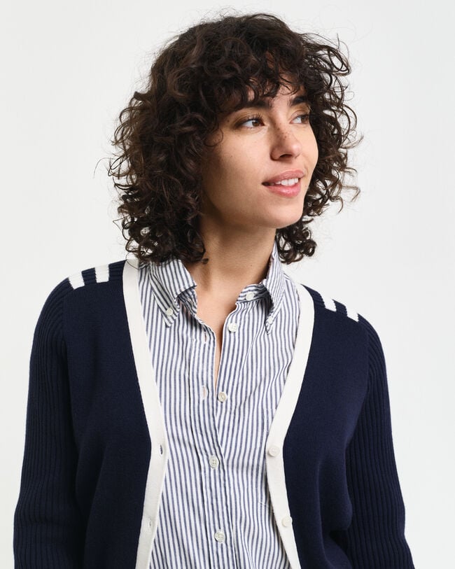 Cardigan col V avec finitions contrastantes