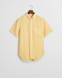 Chemise regular fit en lin teint en pièce à manches courtes