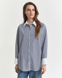 Chemise ultra-ample à rayures avec col contrastant