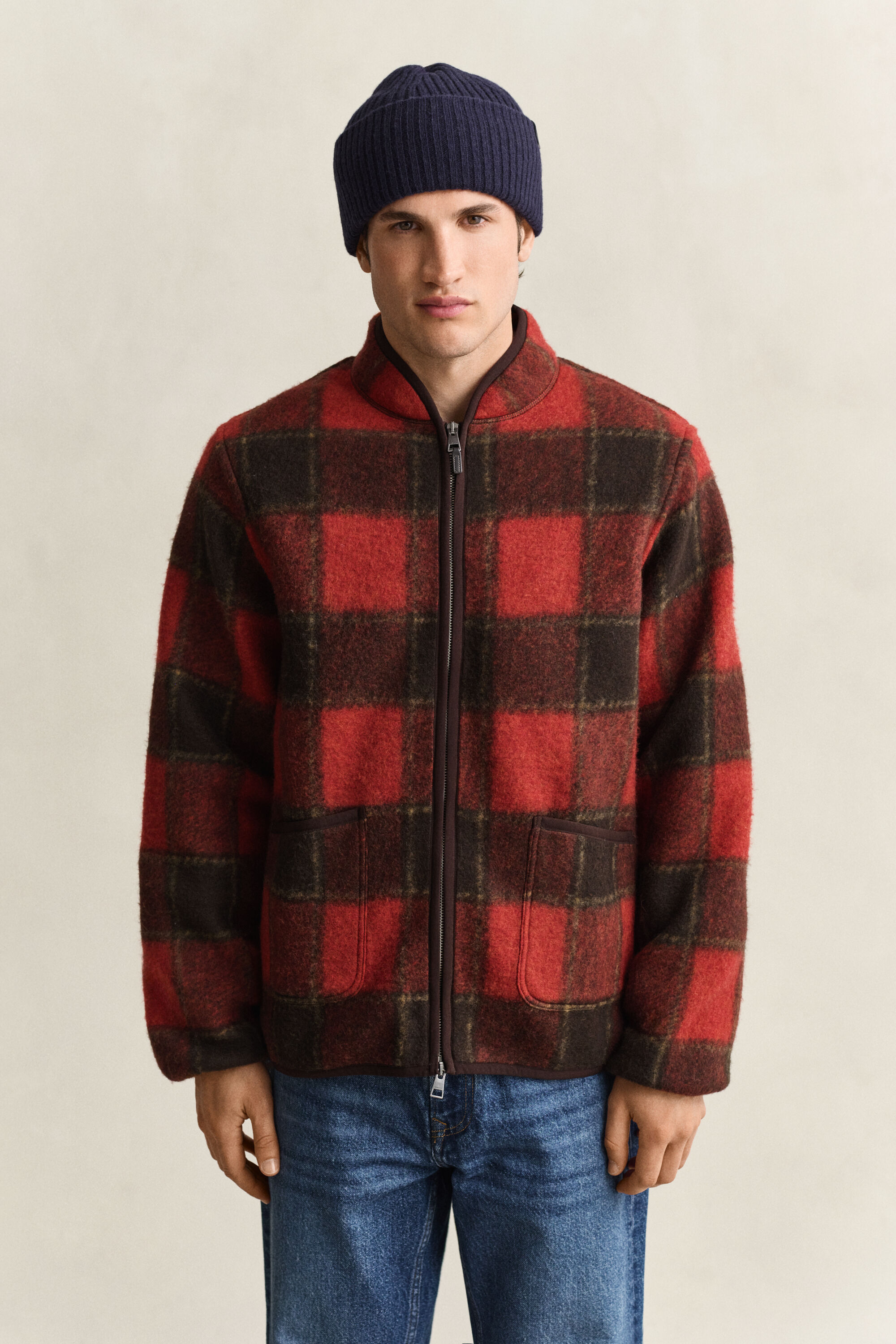 Veste en polaire à carreaux