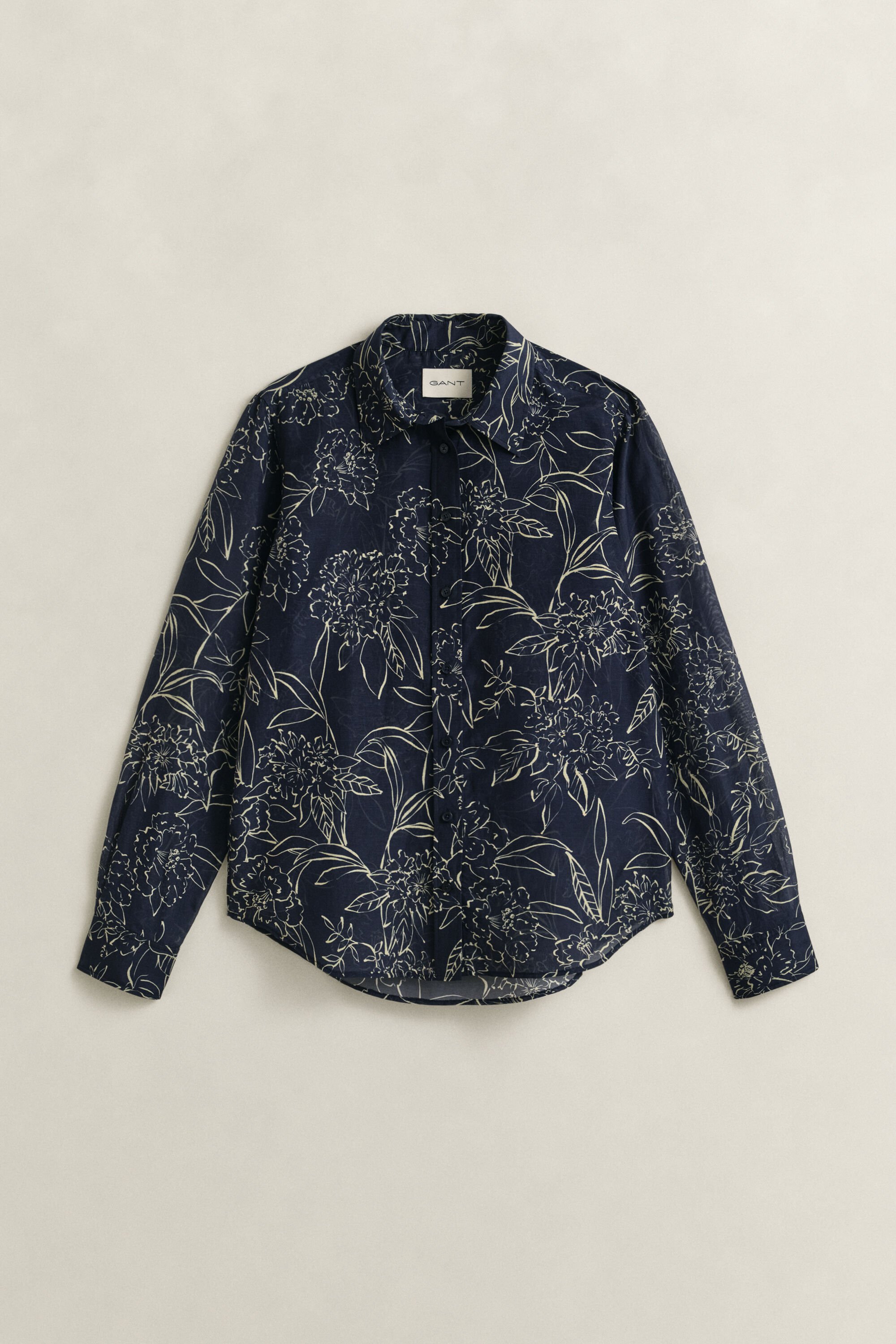 Chemise coupe regular en coton et soie à imprimé floral