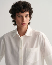 Chemise relaxed fit en coton et soie &agrave; manches courtes