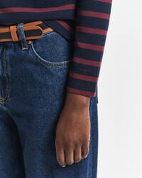 Polo en coton piqué à manches longues Breton Striped