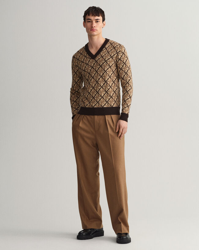 Pull col V en laine m&eacute;rinos Monogram