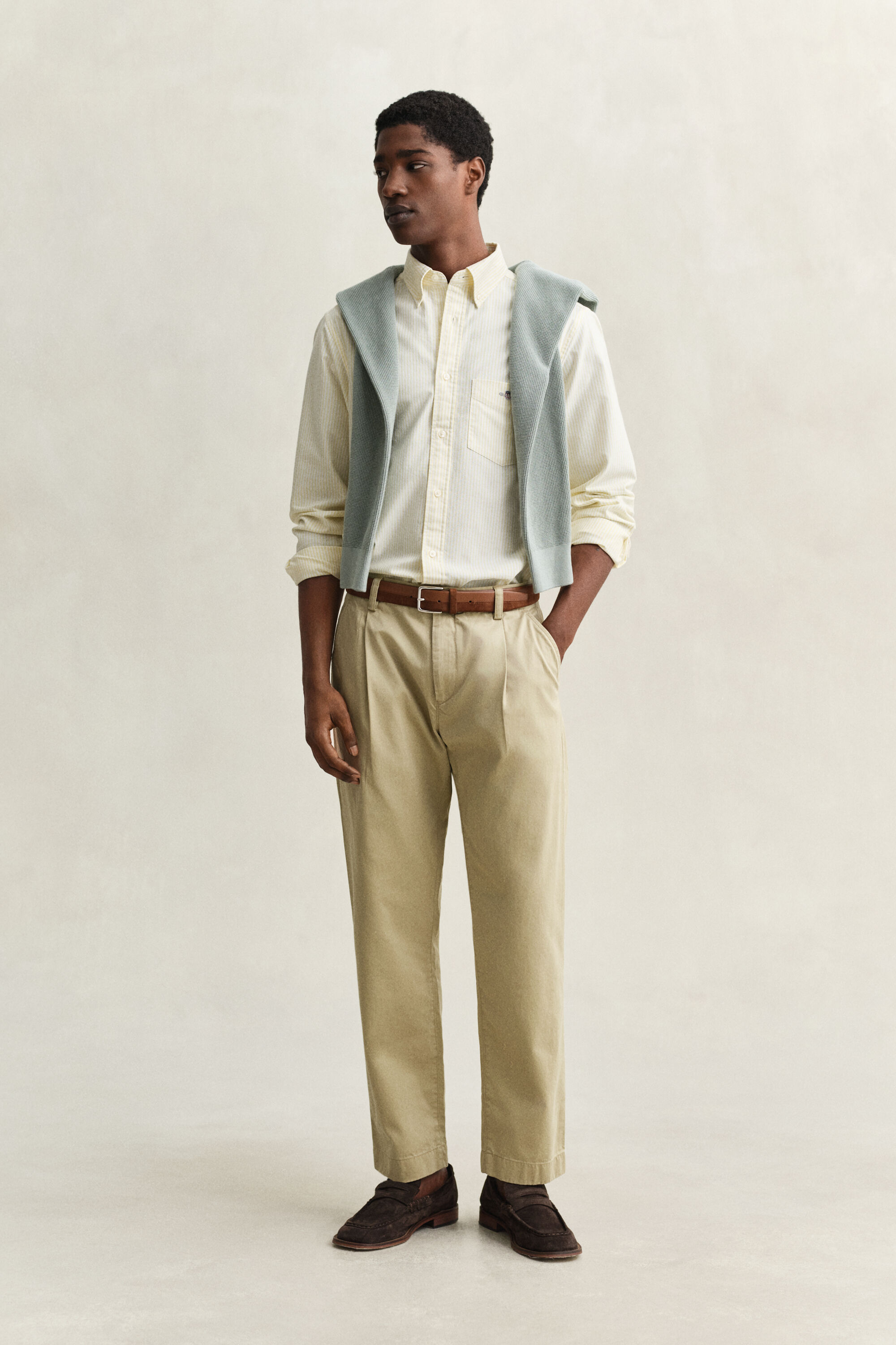 Chemise en coton Oxford classique à rayures Banker