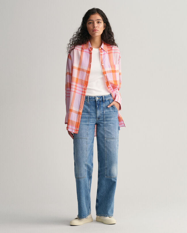 Chemise ultra-ample à carreaux madras