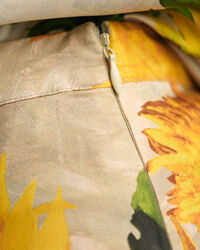 Pantalon en soie &agrave; jambes larges avec imprim&eacute; tournesols