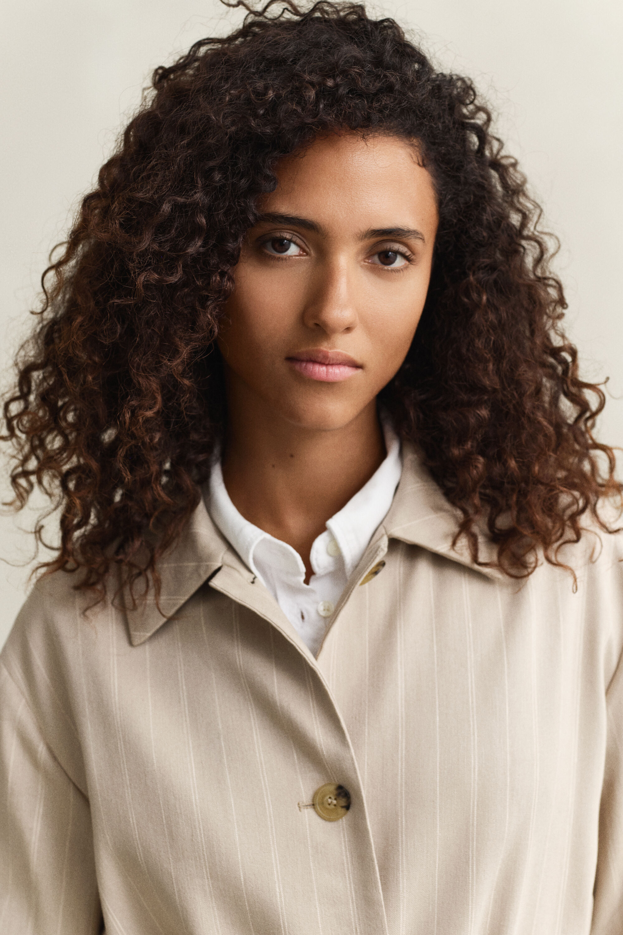 Manteau à rayures tennis en lin mélangé