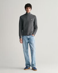 Pull &agrave; demi-zip en coton Milano Knit