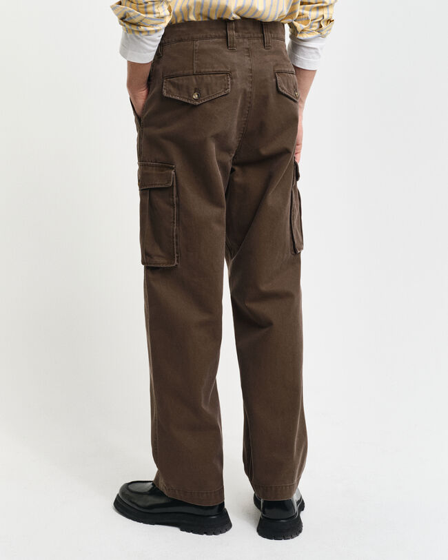 Pantalon cargo regular fit en sergé de coton