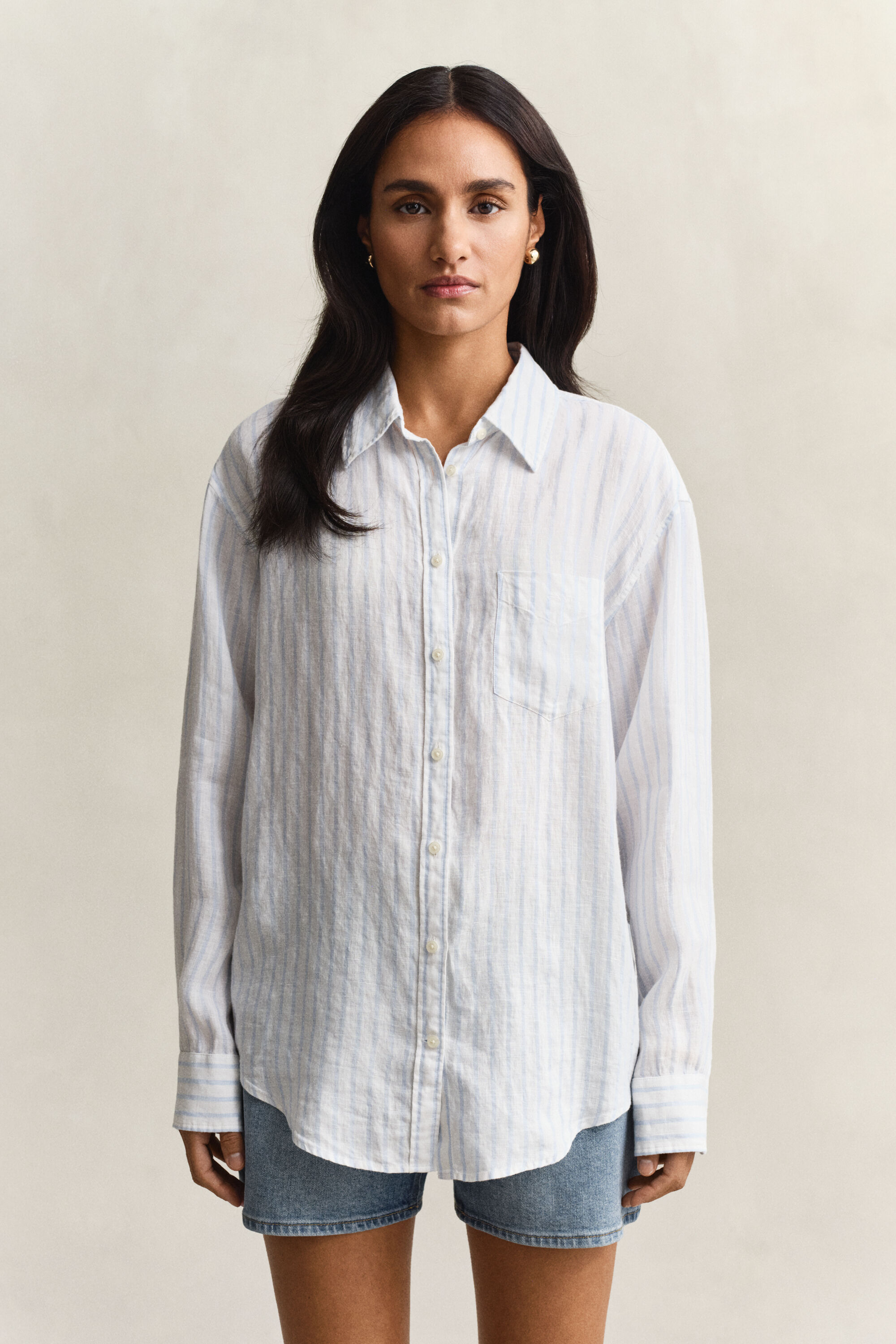Chemise relaxed fit en lin à rayures