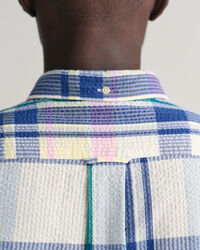 Chemise regular fit &agrave; carreaux madras Seersucker