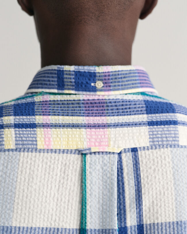 Chemise regular fit &agrave; carreaux madras Seersucker