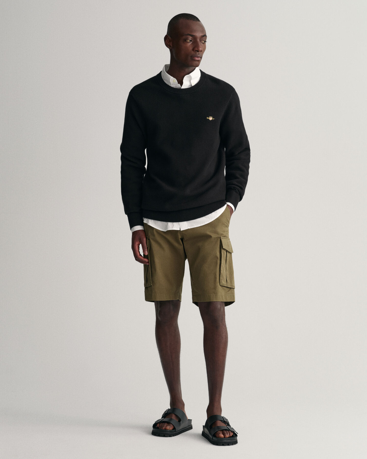 Pull ras du cou en coton Textured