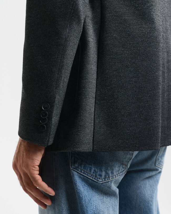 Veste blazer en jersey serg&eacute; bicolore