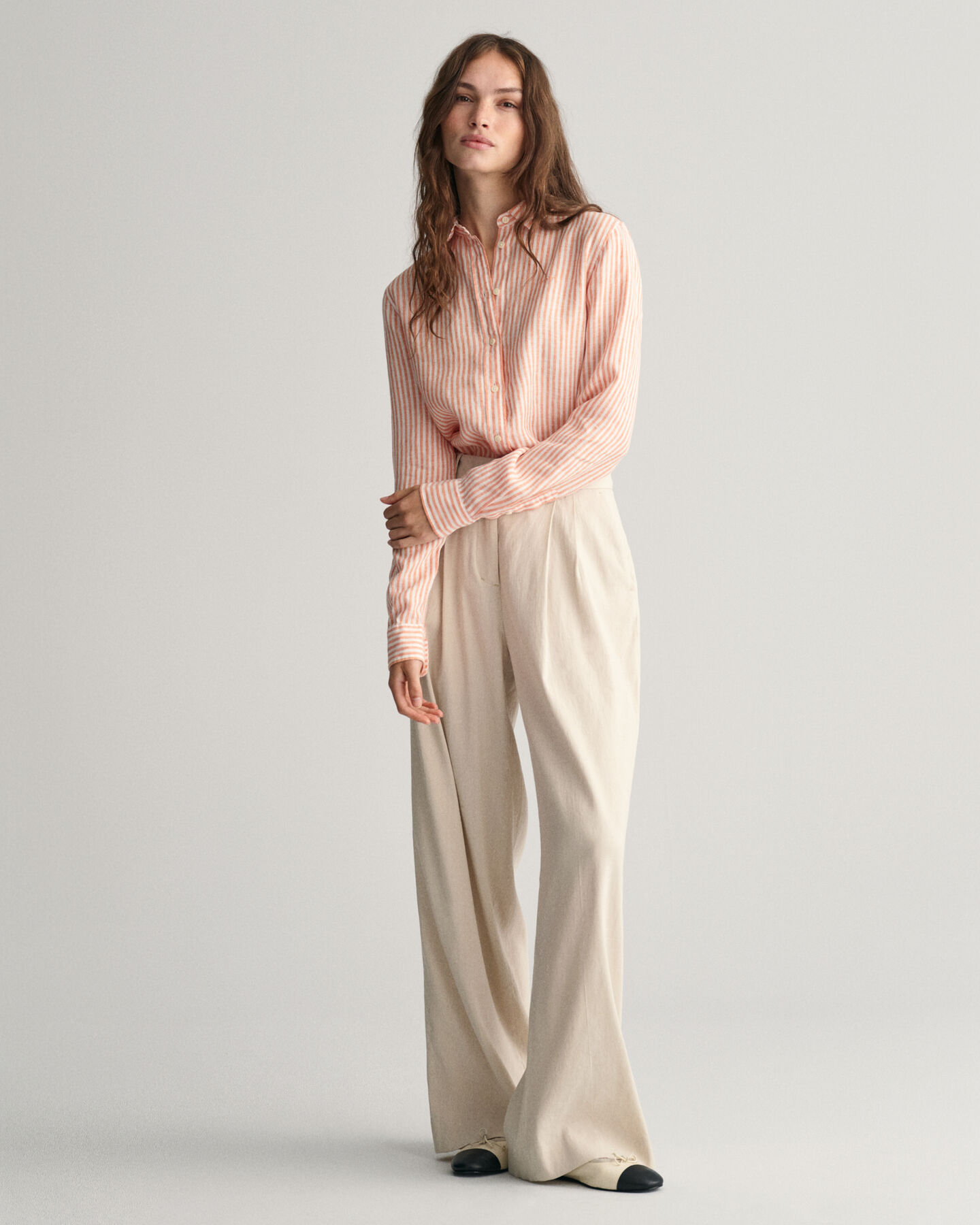 Chemise regular fit en lin &agrave; rayures