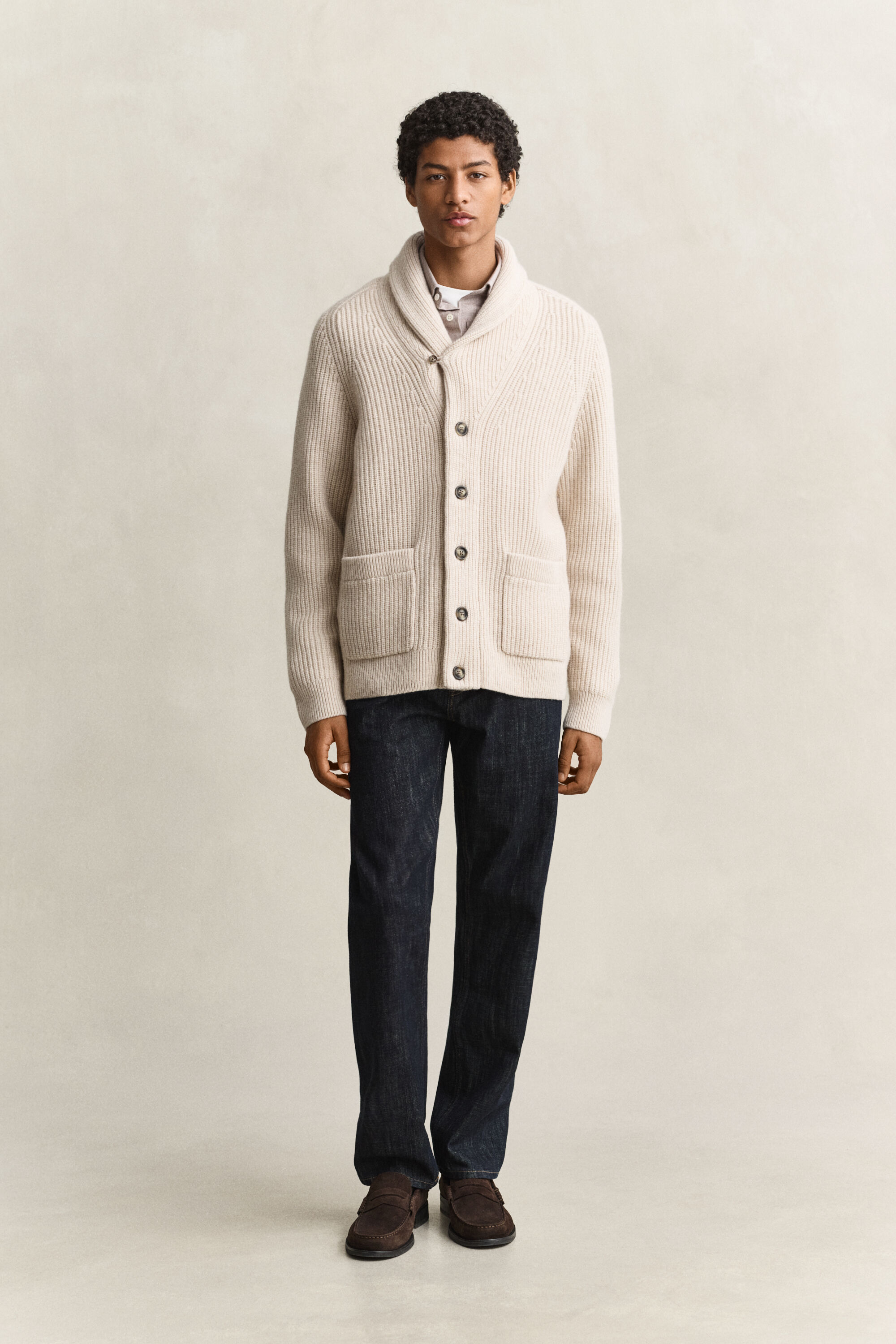 Cardigan en laine mélangée à rayures