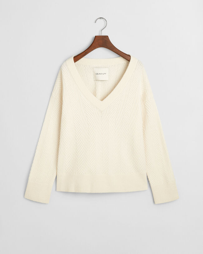 Pull col V &agrave; chevrons