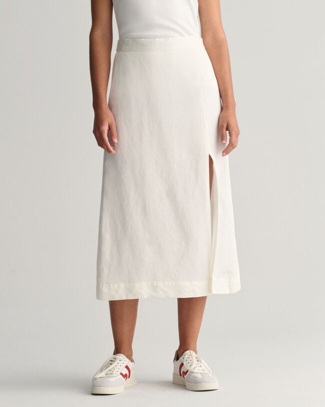 Jupe midi en lin mélangé