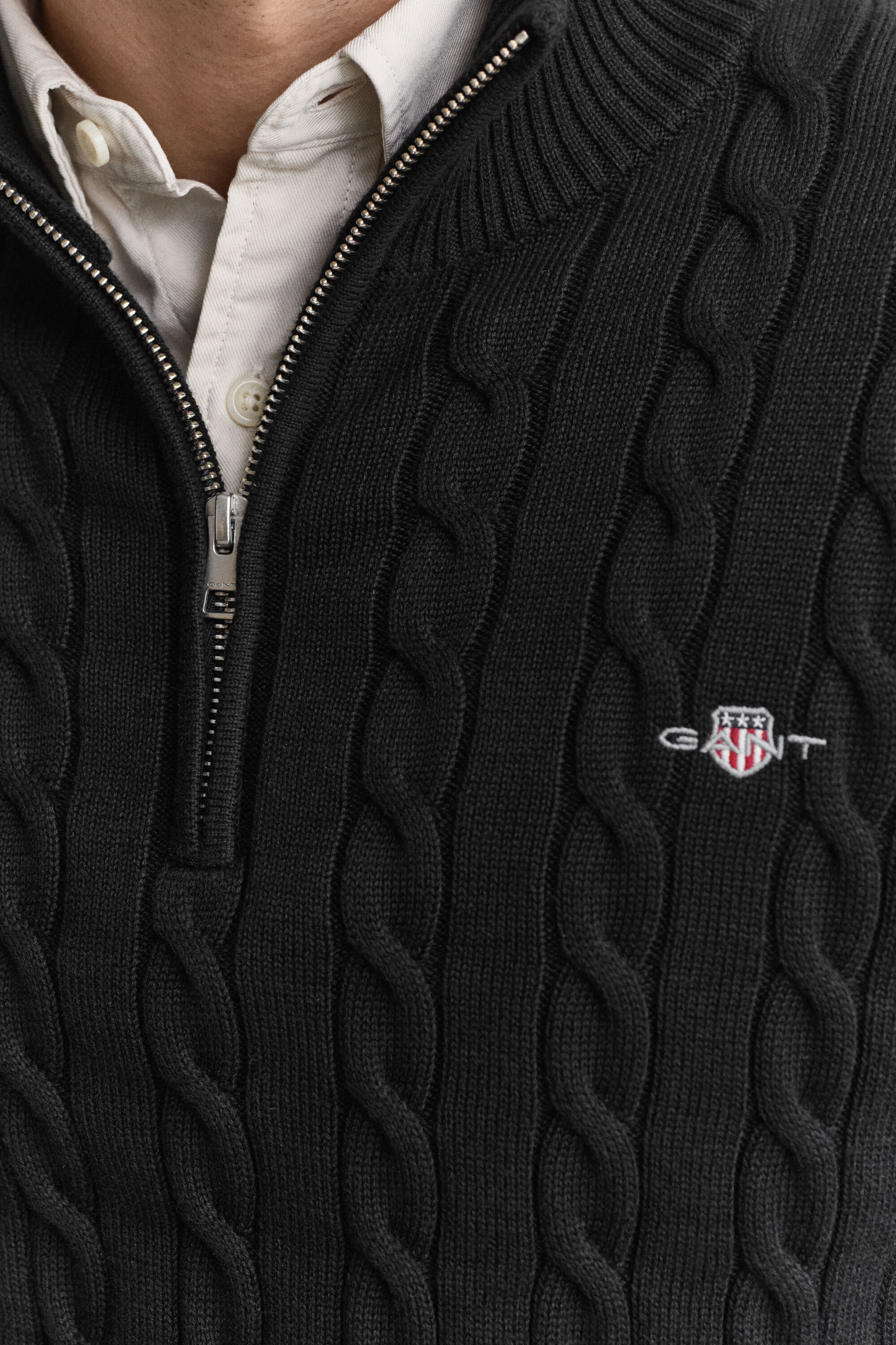 Pull à demi-zip en maille de coton torsadée