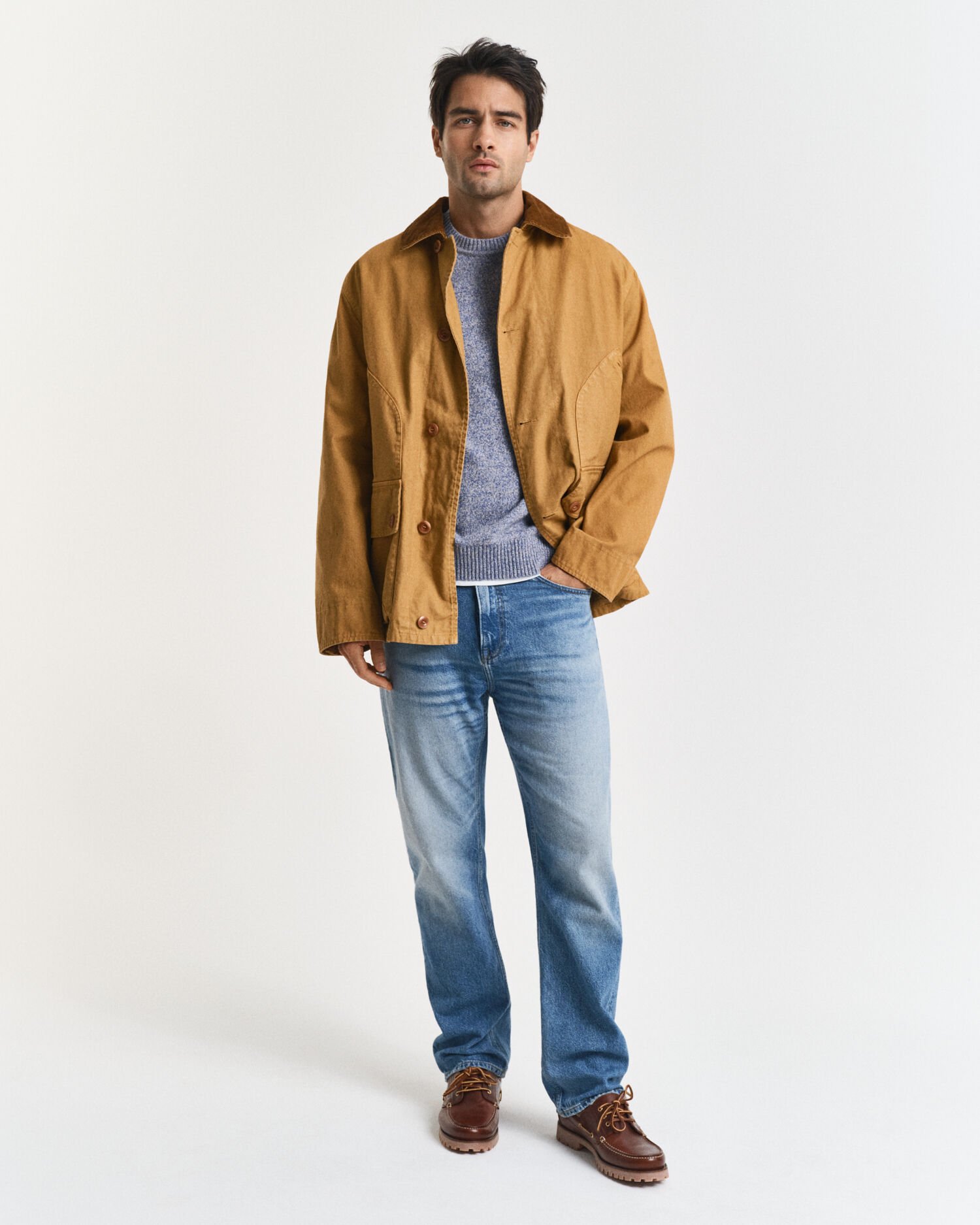 Pull col rond en laine mélangée moulinée