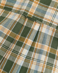 Chemise regular fit en coton et lin &agrave; carreaux et manches courtes