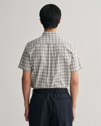 Chemise regular fit à manches courtes en popeline à carreaux