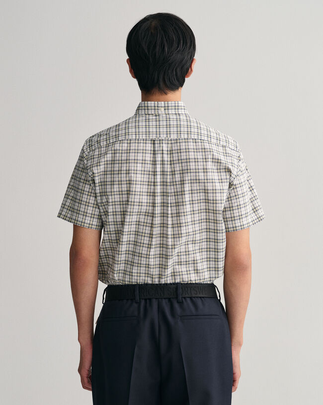 Chemise regular fit à manches courtes en popeline à carreaux