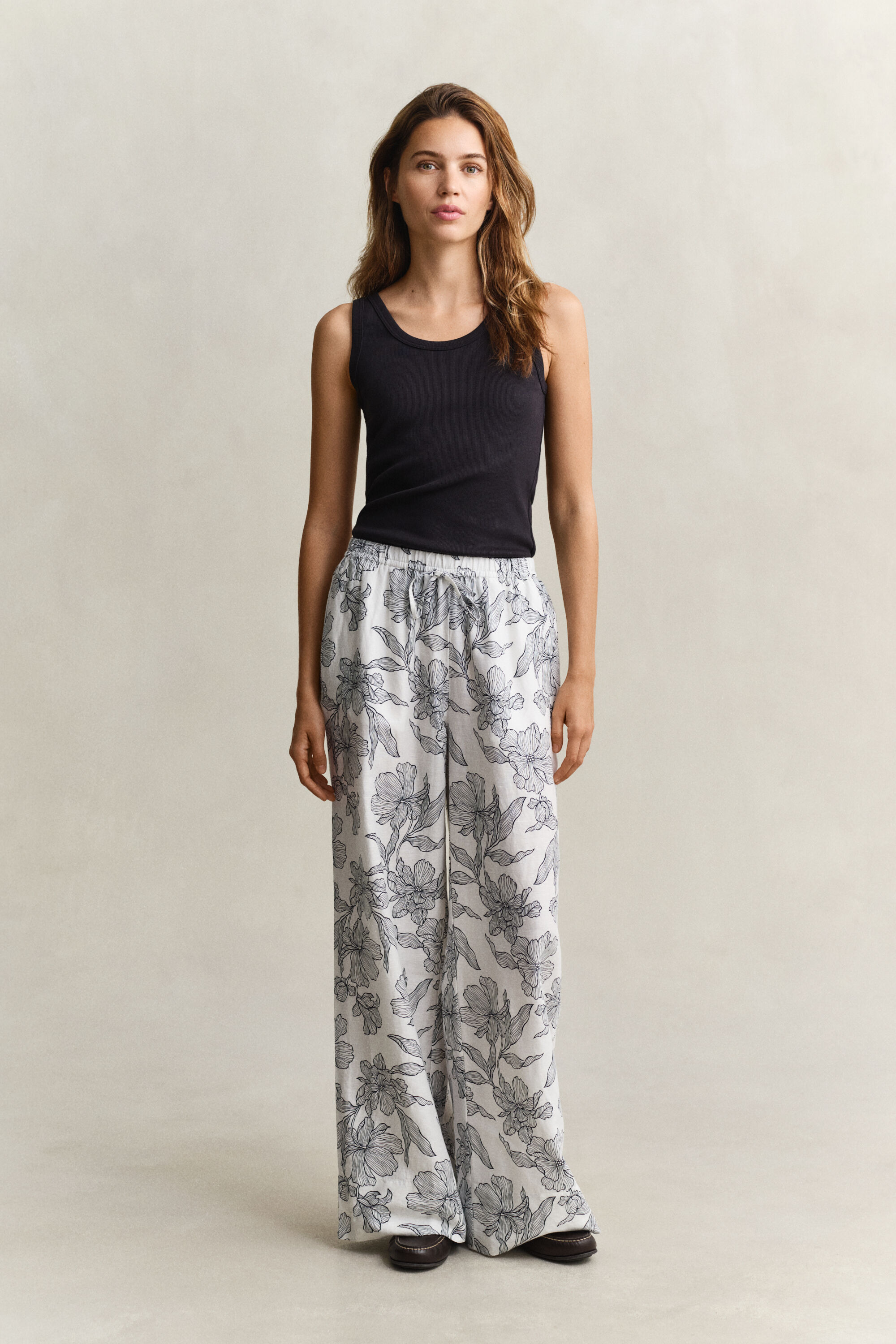 Pantalon en lin floral