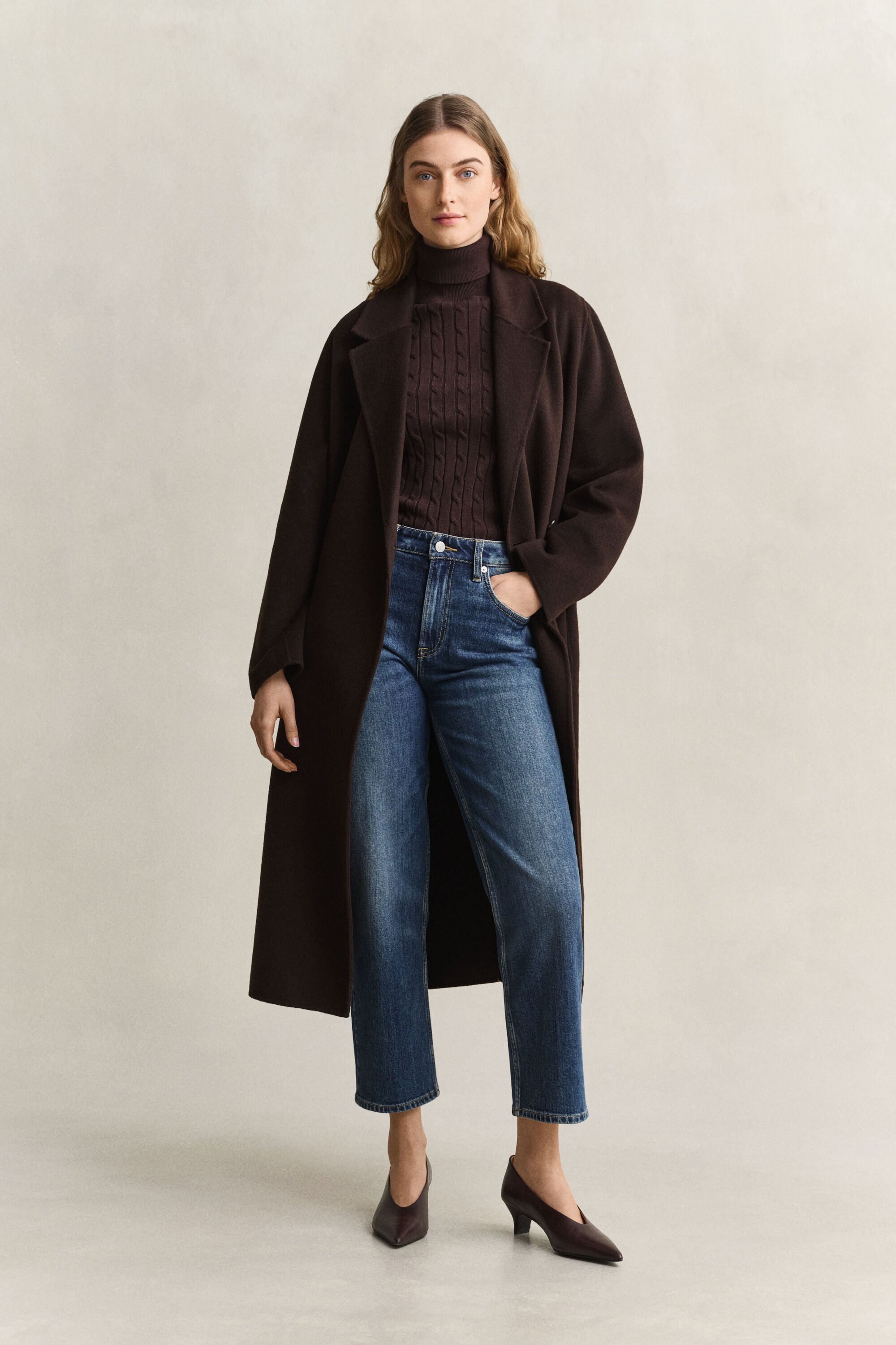 Manteau cousu main avec ceinture