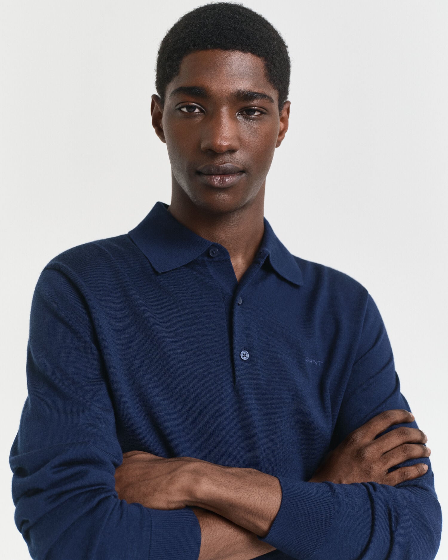 Pull façon polo en laine mérinos extrafine