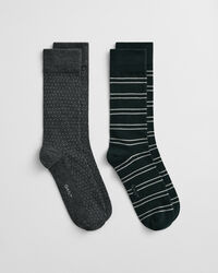 Coffret cadeau de 2 paires de chaussettes à rayures et à pois