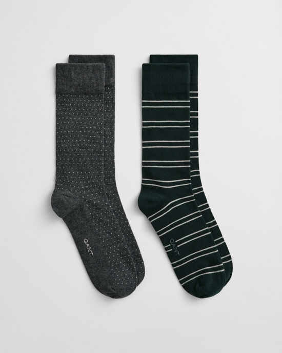 Coffret cadeau de 2 paires de chaussettes à rayures et à pois