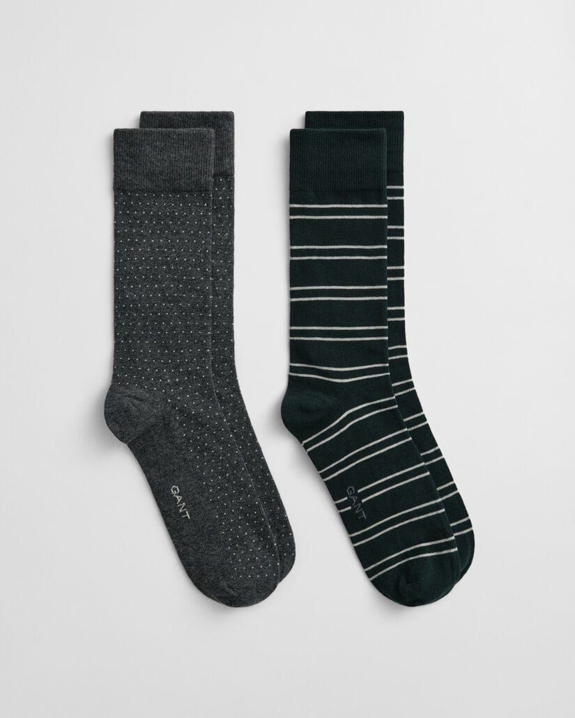 Coffret cadeau de 2 paires de chaussettes à rayures et à pois