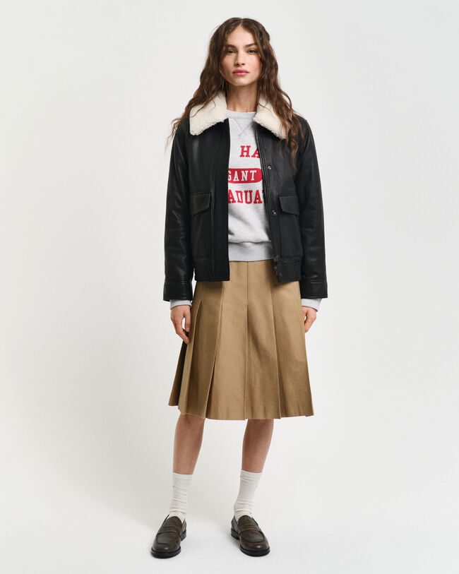 Jupe chino pliss&eacute;e