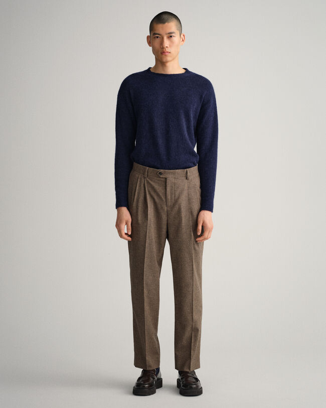 Pantalon de costume à carreaux en motif pied-de-poule