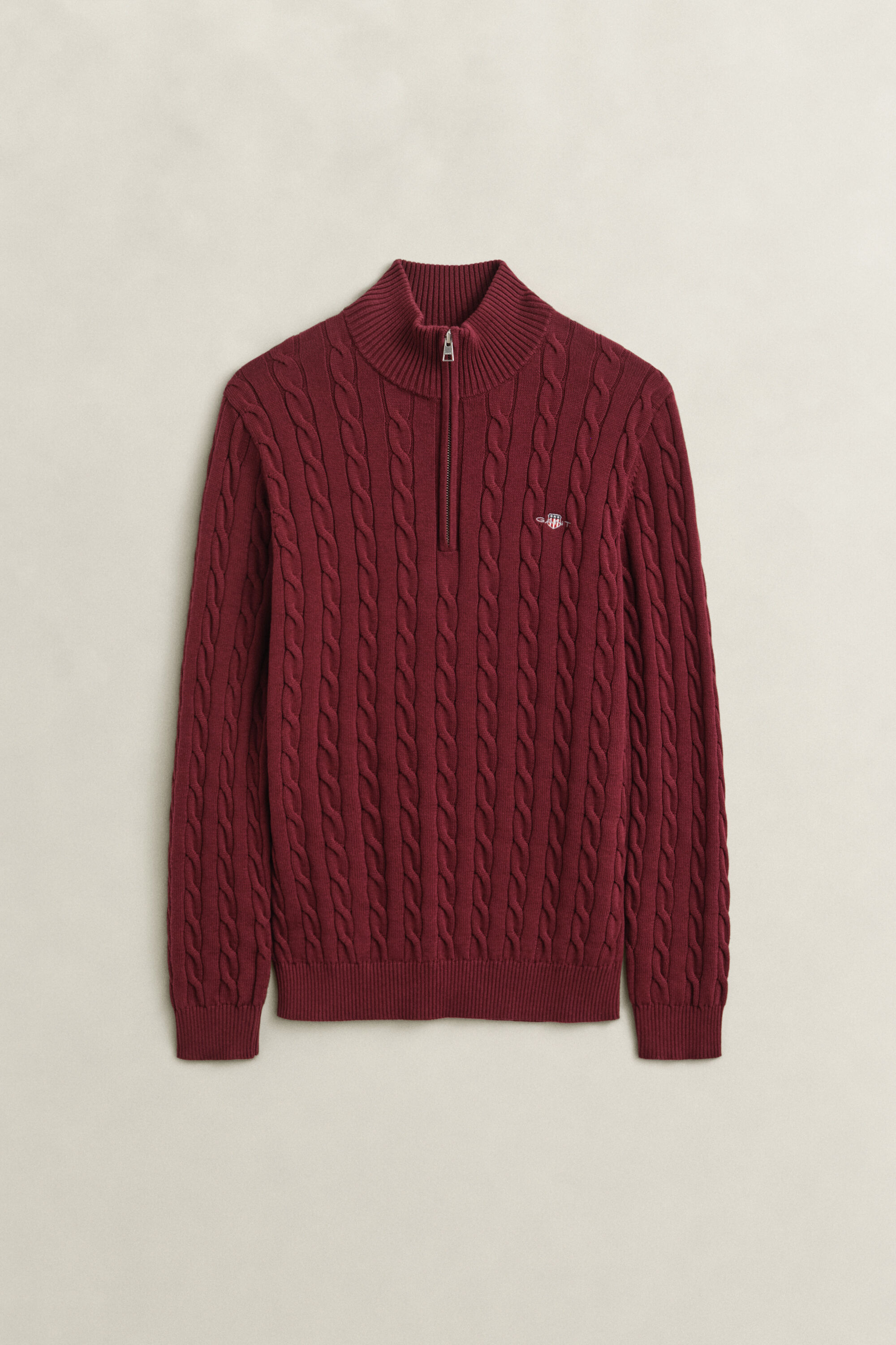 Pull à demi-zip en maille de coton torsadée