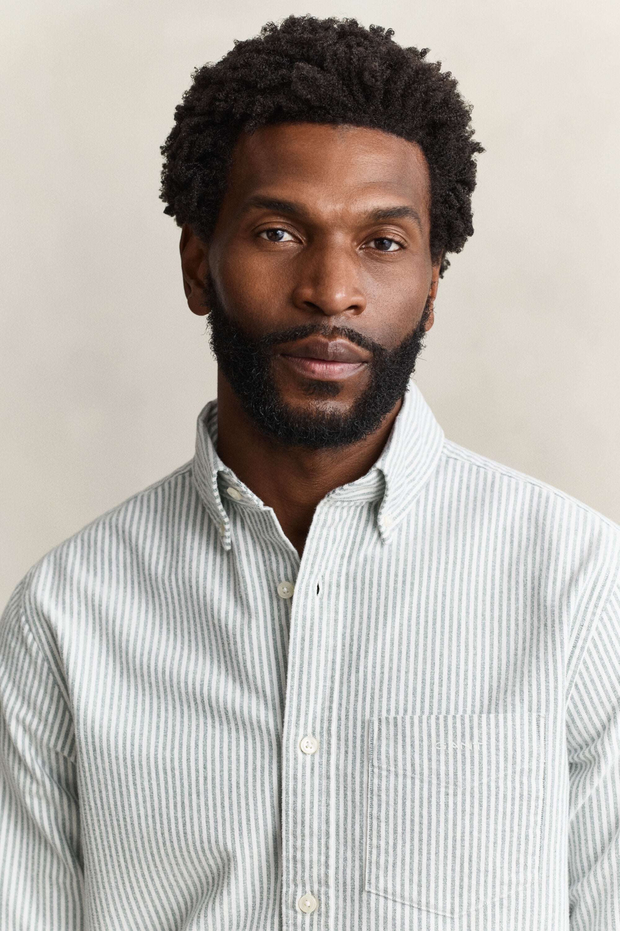 Chemise en coton Oxford brossé avec rayures