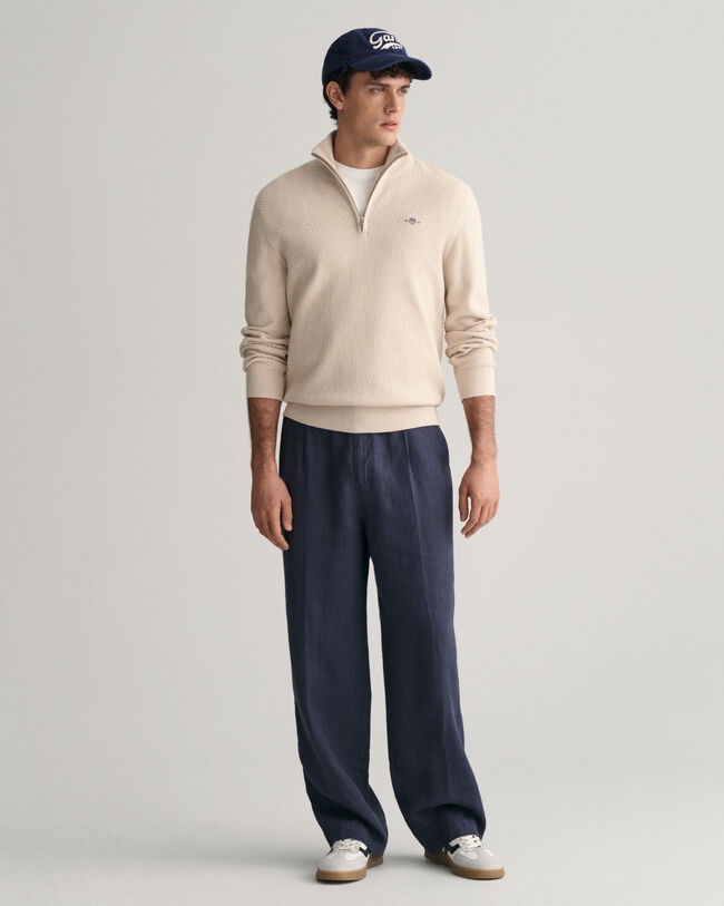 Pull à demi-zip en coton Structured