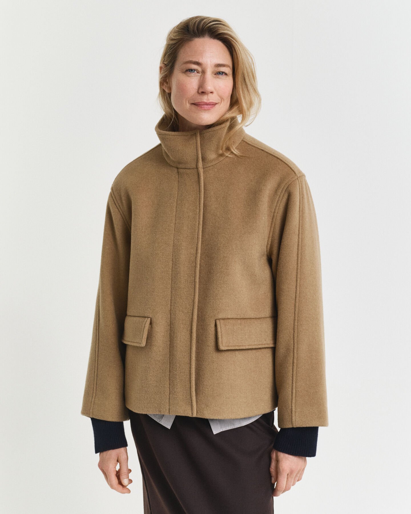 Veste courte zippée en laine