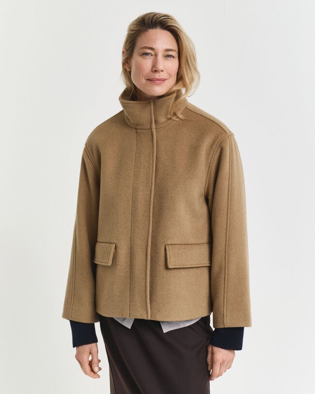 Veste courte zippée en laine
