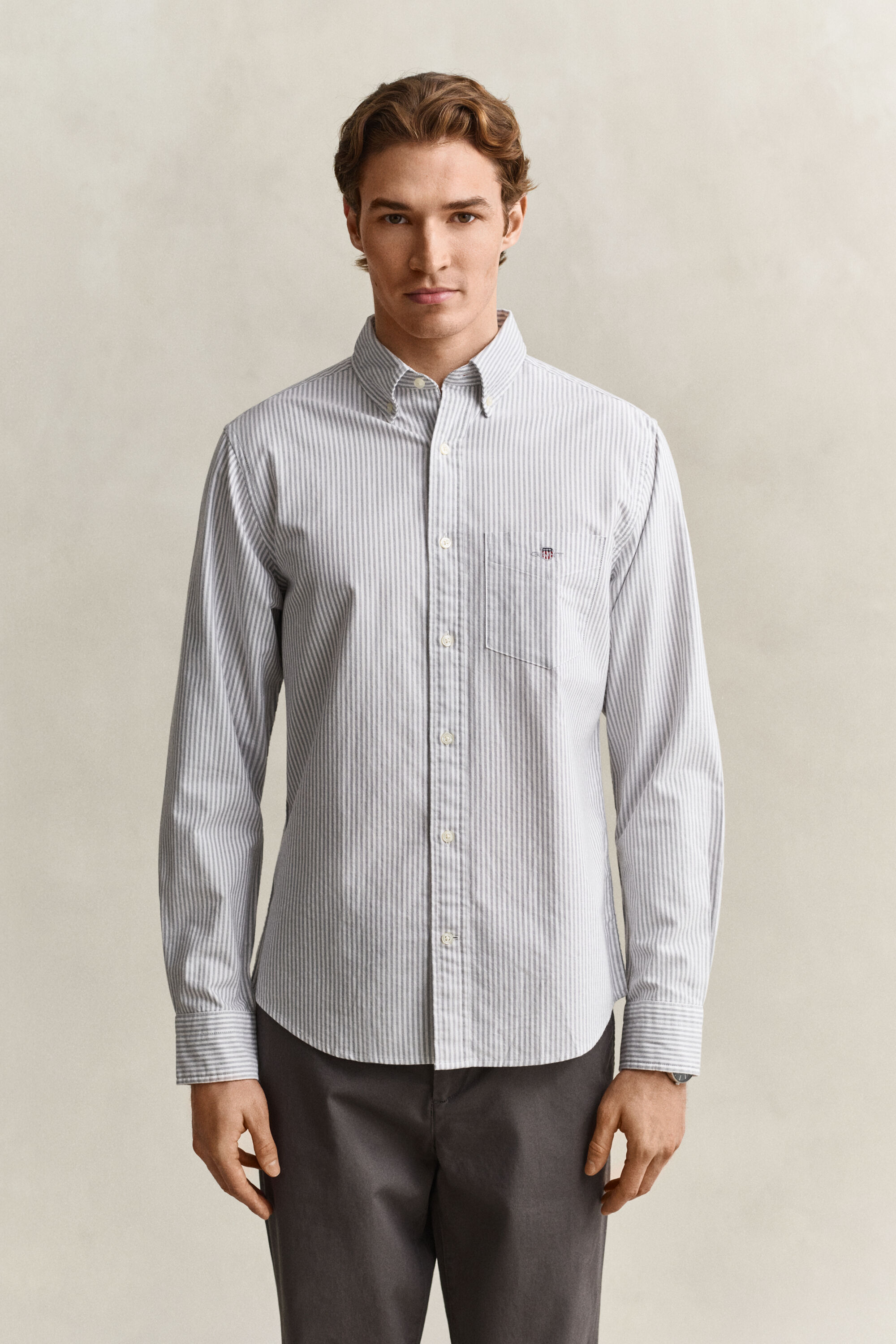 Chemise en coton Oxford classique à rayures Banker