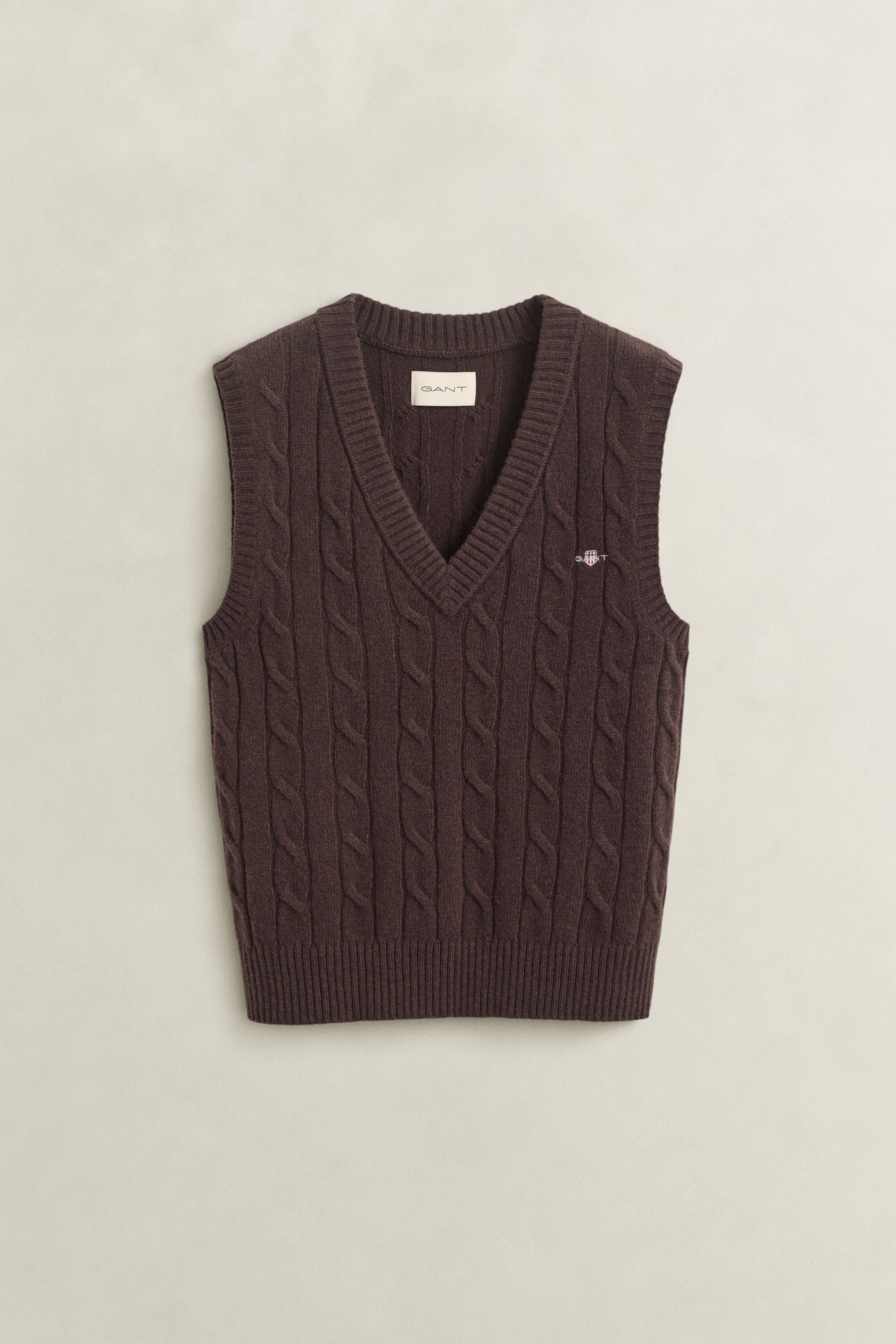Pull sans manches en maille de laine d'agneau à torsades