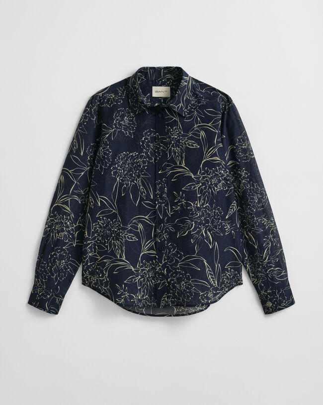 Chemise coupe regular en coton et soie à imprimé floral
