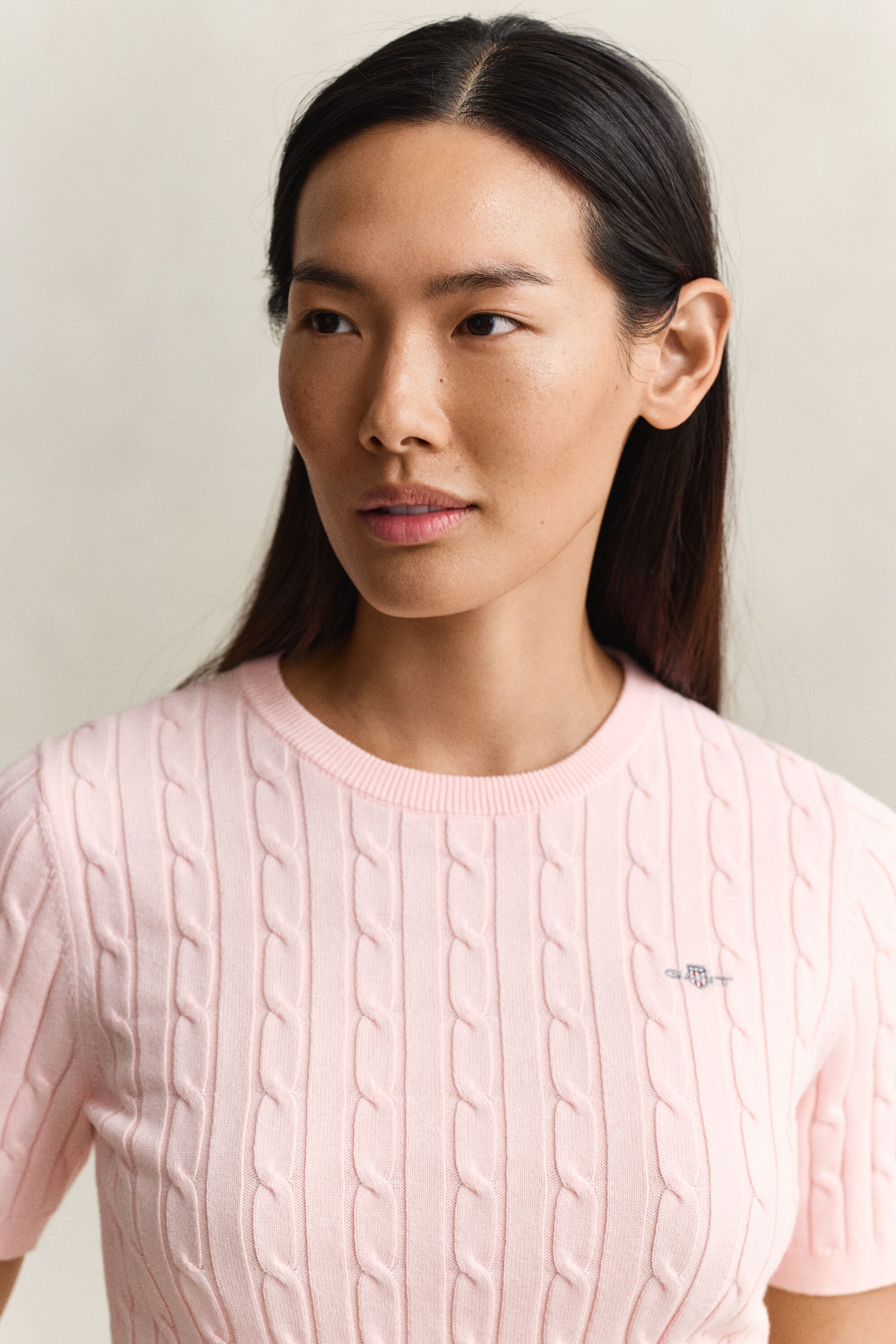 Pull à manches courtes en maille torsadée