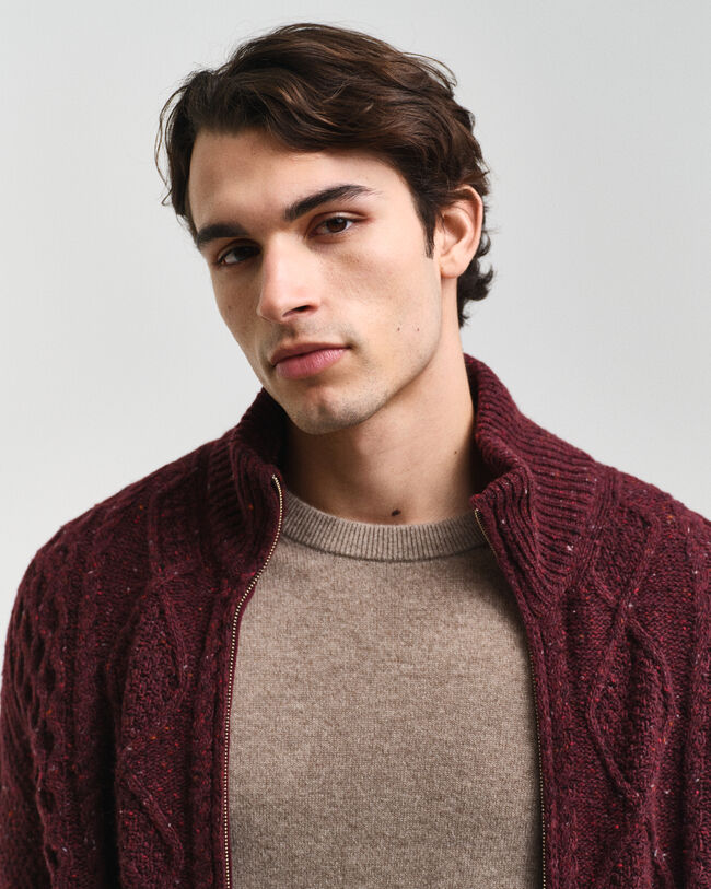 Cardigan zippé en maille torsadée