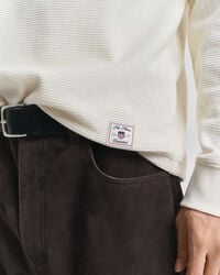 T-shirt à manches longues avec texture gaufrée Henley