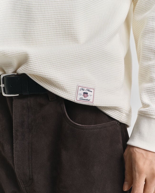 T-shirt à manches longues avec texture gaufrée Henley